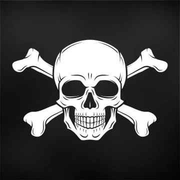 Human evil skull vector. Jolly Roger with crossbones logo template. death t Stock Illustration