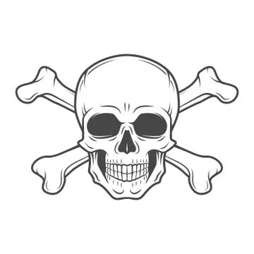 Human evil skull vector. Pirate insignia concept design. Jolly Roger with Stock Illustration
