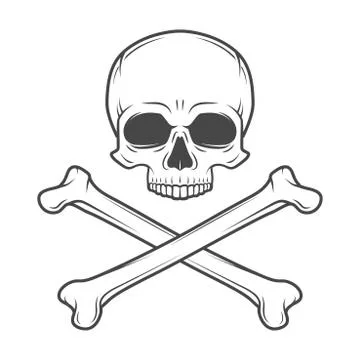 Human evil skull vector. Pirate insignia concept design. Jolly Roger with Stock Illustration