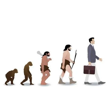 Human evolution from ape to businessman. Vector monkey and prehistoric ape Stock Illustration