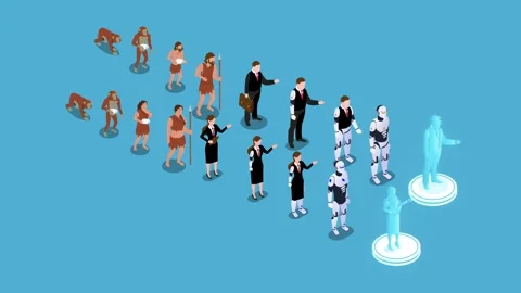 Human evolution of man from ape monkey to digital world technology 3d anima.. Stock Footage 282963512