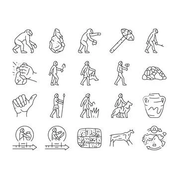 Human evolution man caveman icons set vector Illustrazione stock