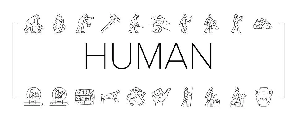 Human evolution man caveman icons set vector Stock Illustration