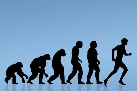 Human evolution running Stock Illustration