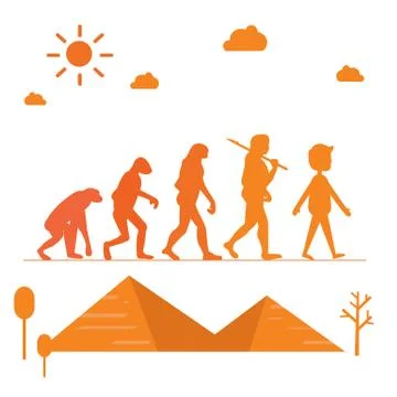 Human evolution. Silhouette progress growth development with pyramid vector Stock Illustration