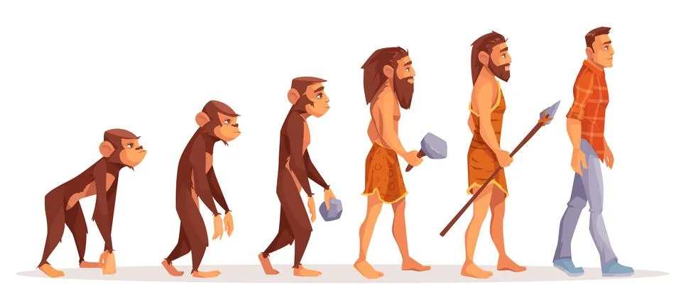 Human evolution stages cartoon concept Illustrazione stock