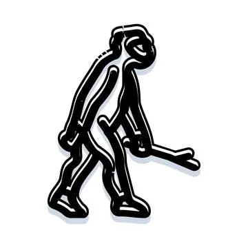 Human evolution symbol walking and carrying tool Stock Illustration