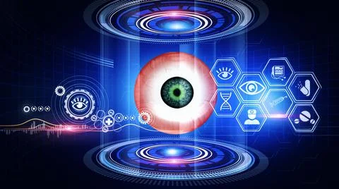 Human Eye Analysis Virtual Reality Illustrazione stock