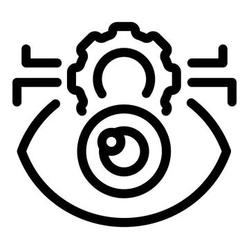 Human eye analyzing data with cogwheel mechanism icon Illustrazione stock