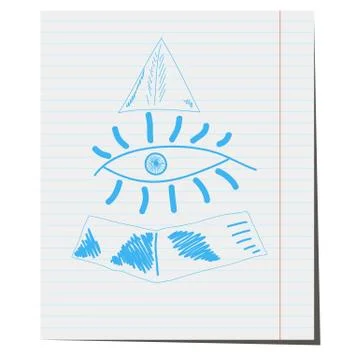 The human eye on the background of the pyramid,the symbol of the Freemasons Stock Illustration