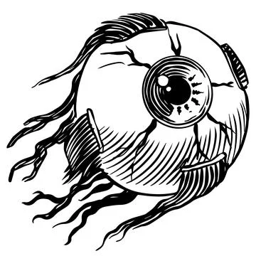 Human eye ball out of face. scary Wizardry and witchcraft elements for magic Stock Illustration