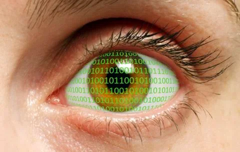 Human eye with binary code Stock Illustration