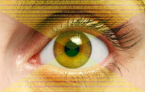 Human eye with binary code Stock Illustration