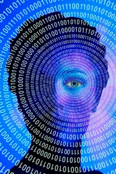 Human eye with binary code Stock Illustration