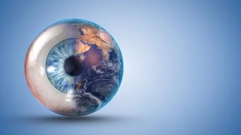 Human Eye Blended With Rotating Planet Earth イラスト素材