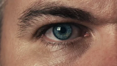 Human Eye blinking and looking around scared. Stock Footage 95942710