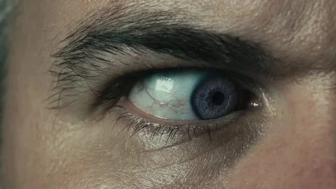 Human Eye blinking and looking around scared. Stock Footage 95942715