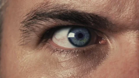 Human Eye blinking and looking around scared. Stock Footage 95942719