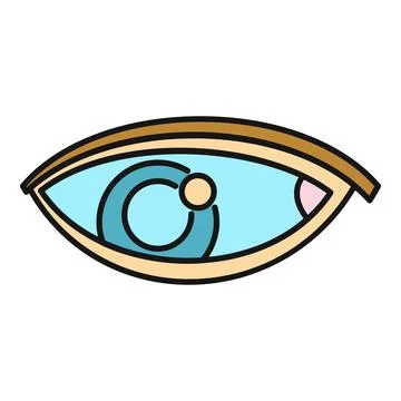 Human eye with blue iris, eyelid, and pupil icon Illustration