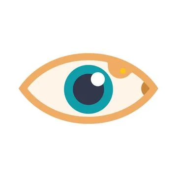 Human eye with blue iris looking up isolated on white background Stock Illustration