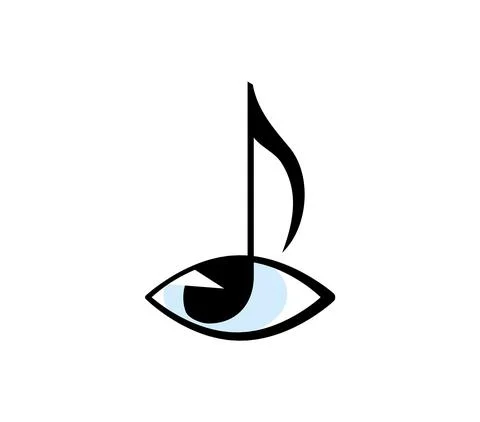 Human eye with blue iris made of music note Stock Illustration