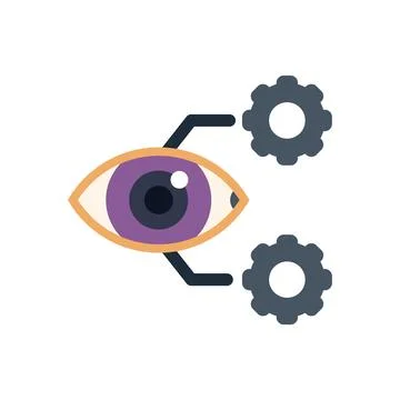 Human eye connected with gears symbolizing computer vision イラスト素材