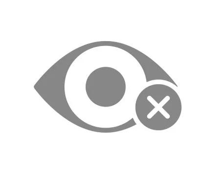 Human eye with cross checkmark grey icon. Disease visual system symbol Stock Illustration