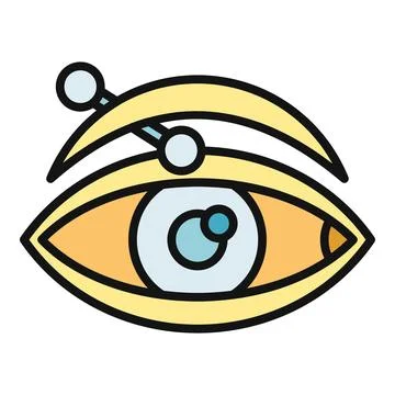 Human eye with eyebrow piercing body jewelry Stock Illustration