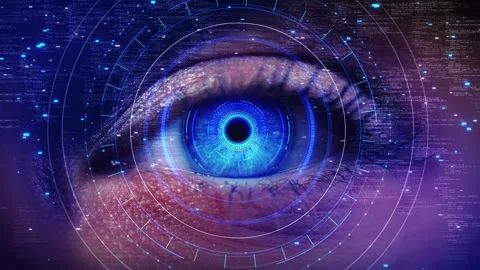Human eye futuristic digital interface biometric scanning Eye of Modern Stock Footage 333970975