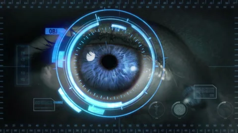 Human eye with futuristic interface. Blu... | Stock Video | Pond5