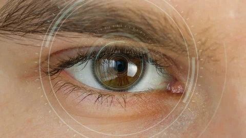 Human eye with futuristic vision system Stock Footage