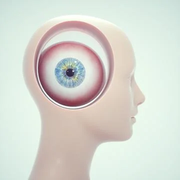 Human eye in the head. Vision concept Stock Illustration