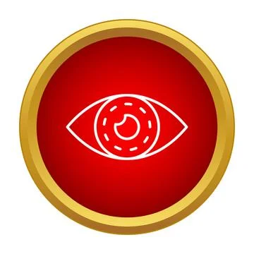 Human eye icon on a red circle symbolizing vision, watch, and view 库存插图