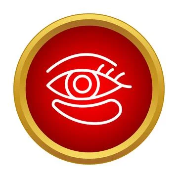 Human eye icon on red circle background Stock Illustration