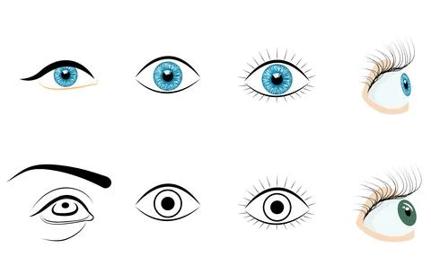 Human eye icons set. Vector illustration isolated on white background. Stock Illustration