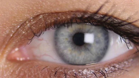 Human eye iris contracting. Extreme close up Stock Footage