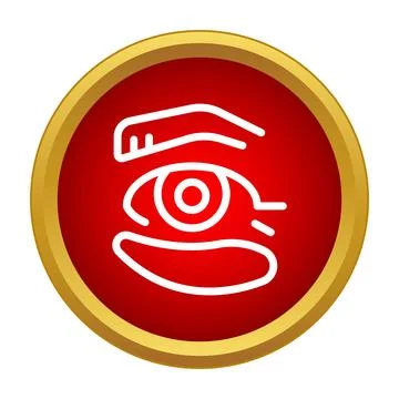 Human eye line art icon in red circle Stock Illustration