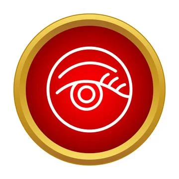 Human eye line icon in red gold circle button Stock Illustration