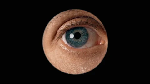 The human eye looks into the eyepiece of the microscope Stock Footage 101034556