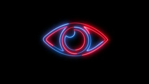 Human eye neon light effect, animated glowing lines. Stockbeeldmateriaal 333081143