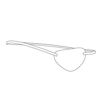 Human eye patch contour from black lines isolated on white background. Pirate Ilustración de archivo
