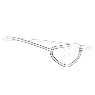Human eye patch contour from black lines isolated on white background. Pirate Ilustración de archivo