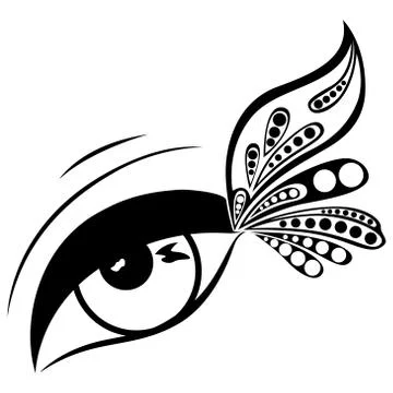 Human eye with patterned butterfly wing Stock Illustration