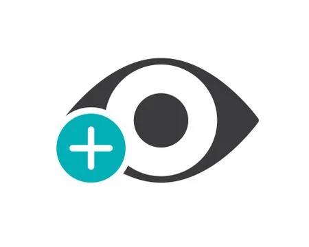Human eye with plus colored icon. Healthy visual organ, hyperopia symbol Stock Illustration