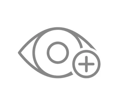 Human eye with plus line icon. Healthy visual organ, hyperopia symbol Stock Illustration