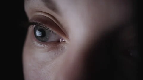 Human eye shot close-up concept of viewing and perceiving a large flow of inf Video stock 153546378