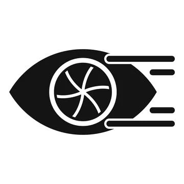 Human eye showing fast processing speed with rotating blades icon Stock Illustration