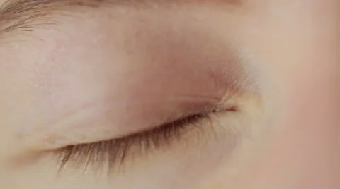 Human eye smiling. close up. Contraction of the pupil Stock Footage 66455633