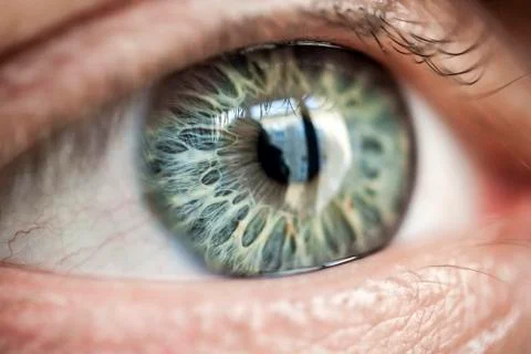 Human eye with very special patterned iris Stock Photos