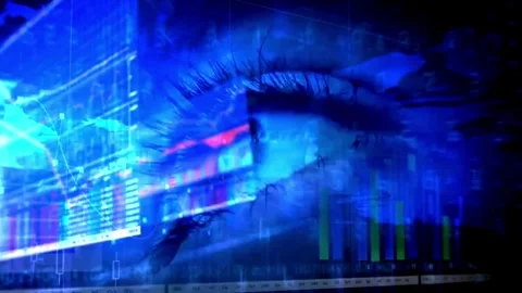 Human Eye in Virtual Informational Space Stock Footage 284349834